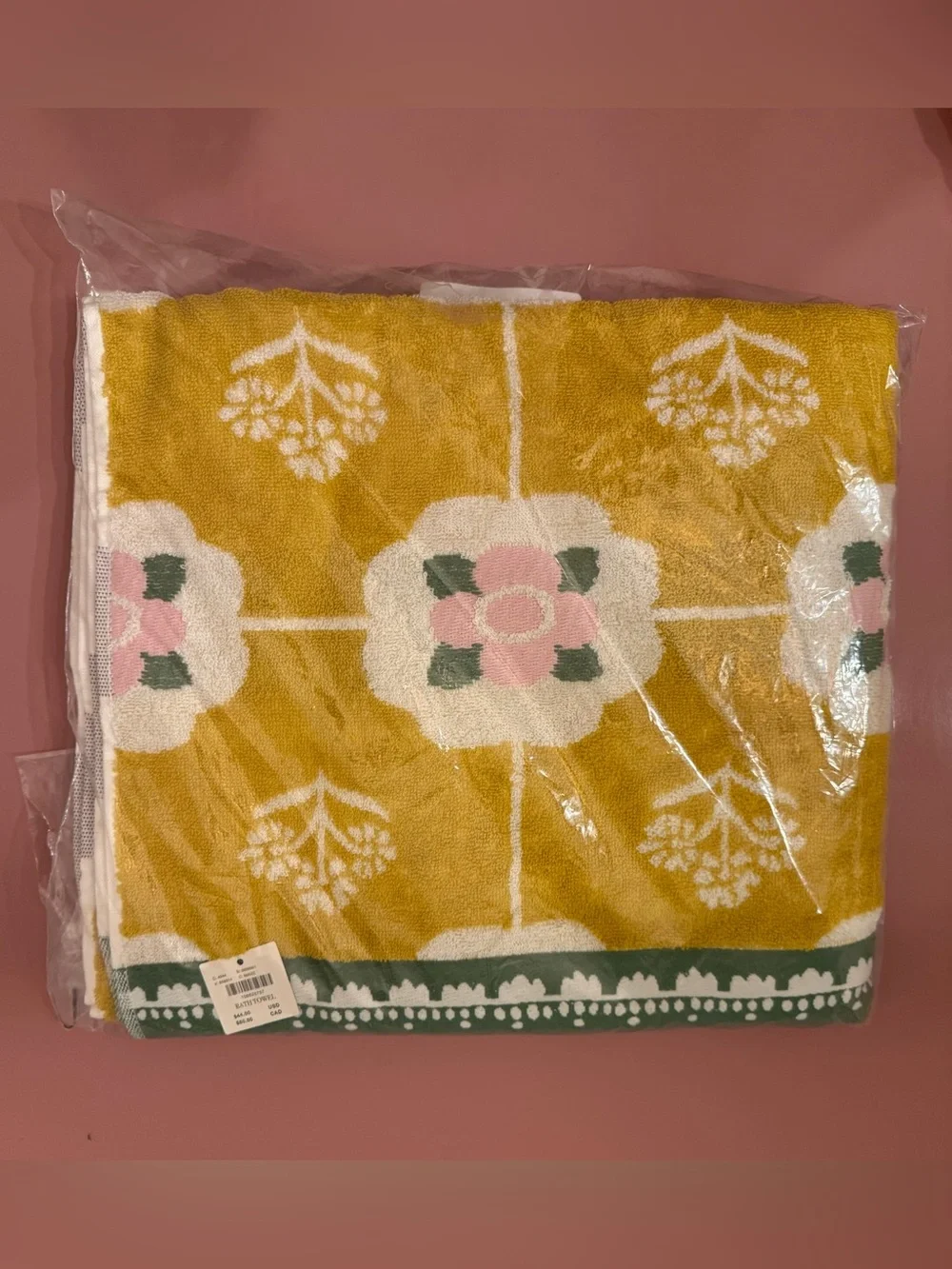 Anthropologie Flora Cotton Woven Floral Bath Towel and Hand Towel